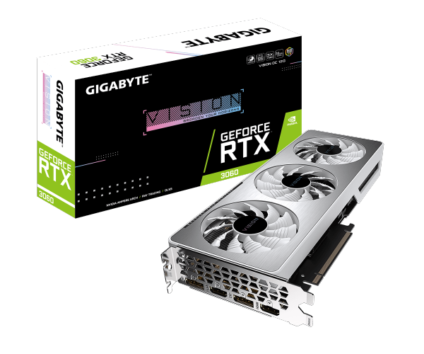 כ. מסך Gigabyte RTX3060 ViSION 12GB 2.0 WHITE PCIE4.0X16 LHR