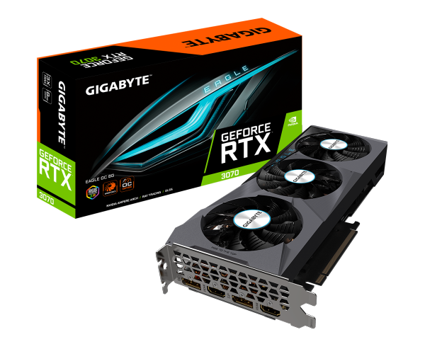 כרטיס מסך Gigabyte RTX 3070 EAGLE OC 8GB 2.0 PCIEX16 4.0 LHR