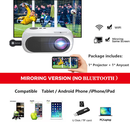 Mini Projector Support 1080P Full HD Native 480P LED Projector for Android Phone Iphone Ipad Stick Roku Chromecast Beamer