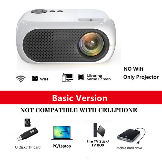 Mini Projector Support 1080P Full HD Native 480P LED Projector for Android Phone Iphone Ipad Stick Roku Chromecast Beamer