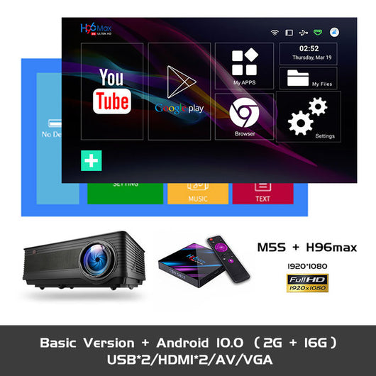 ALSTON M5S M5SW Full HD 1080P Projector Support 4K Android Wifi 7000 Lumens Smart Phone TV Box with Gift